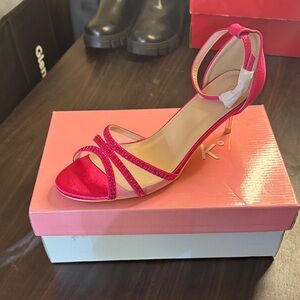 Allegra K Fuchsia Strappy Heels